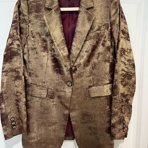 Bar III Gold and Brown Blazer Tailored Cut